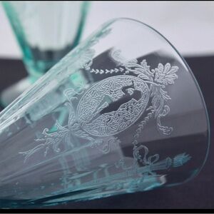 Vintage blue etched glass